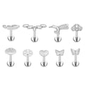 ASTM F136 G23 Titanium Leaf Top Externally Threaded Labret Studs Flat Back Stud Lip Piercing Body Jewelry for Women