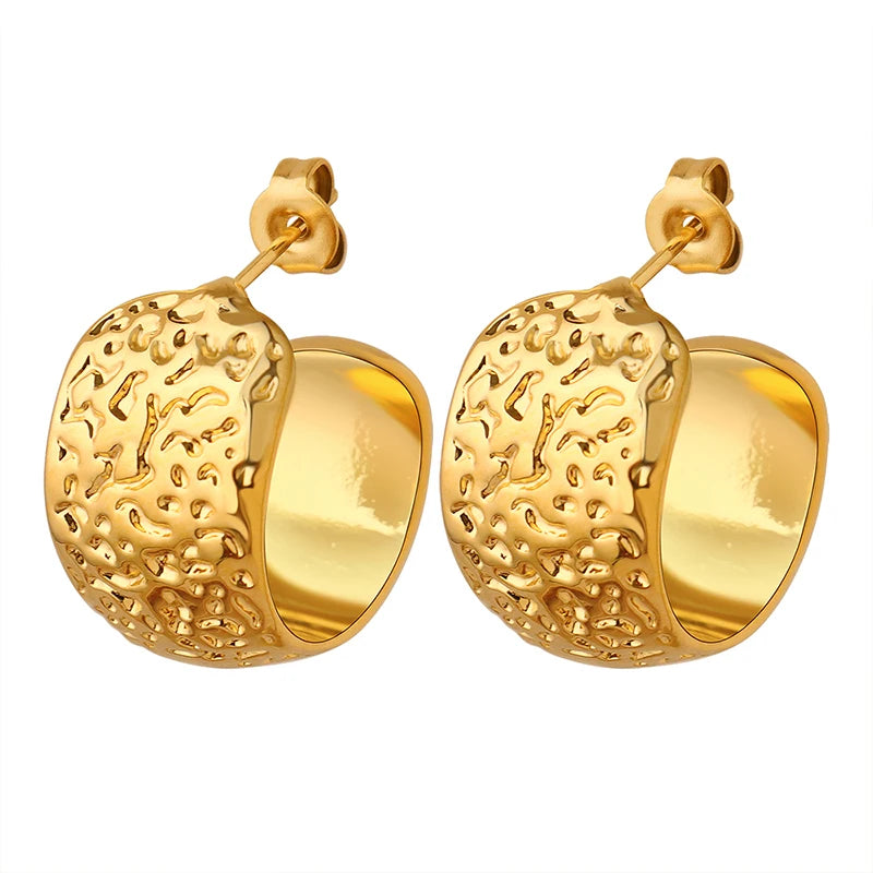 Earrings Embossed Brass C-Shaped Simple Versatile Premium Feel Earrings