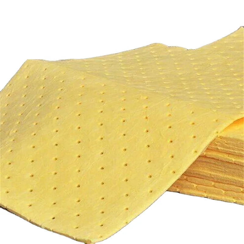 Oilspillpro Yellow 100pp Meltblown Medium Weight Chemical Absorbent Mat Hazmat Absorb Sheet Industrial Chemical Environmental