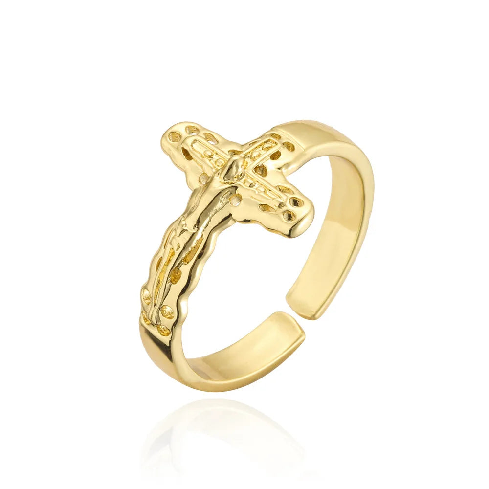 Latest Fashion Gold Women Adjustable Cross Rings