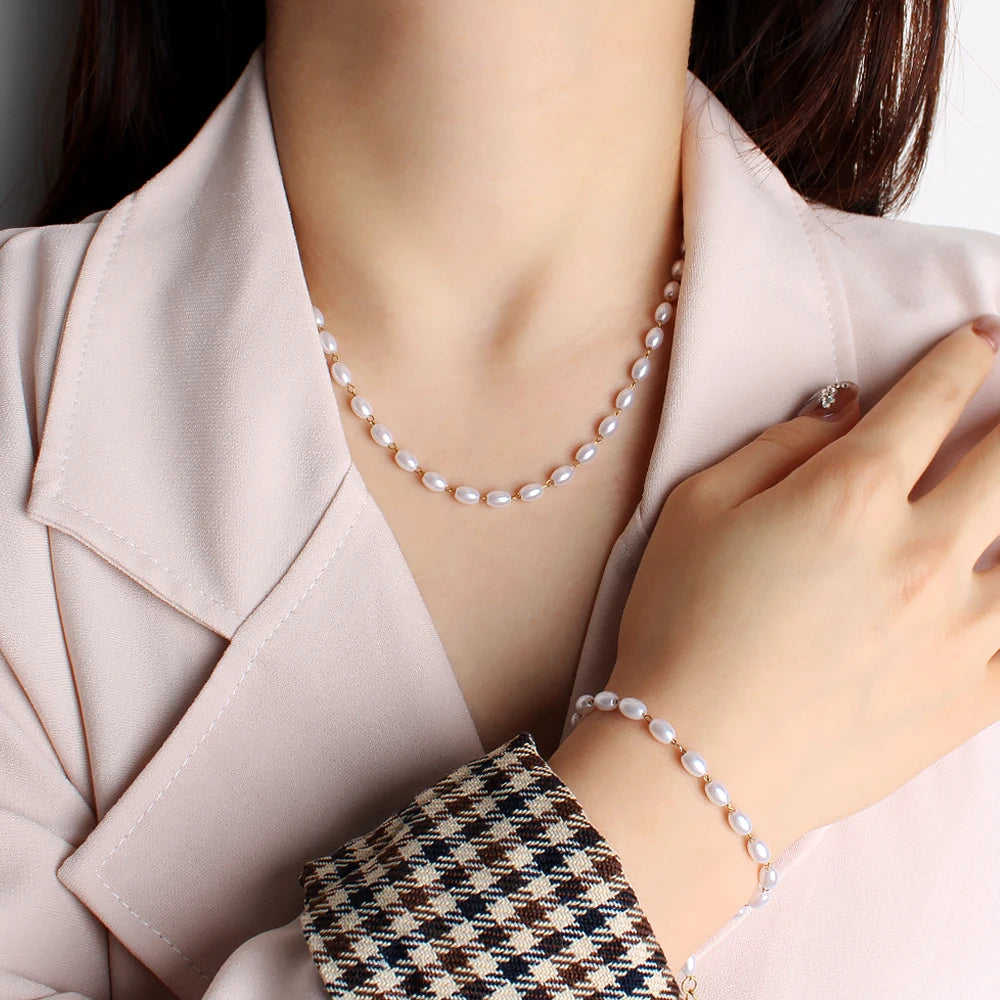 Pearl Necklace Womens Beaded Strand Layered Choker Necklace Christmas Wedding Bridal Birthday Gift