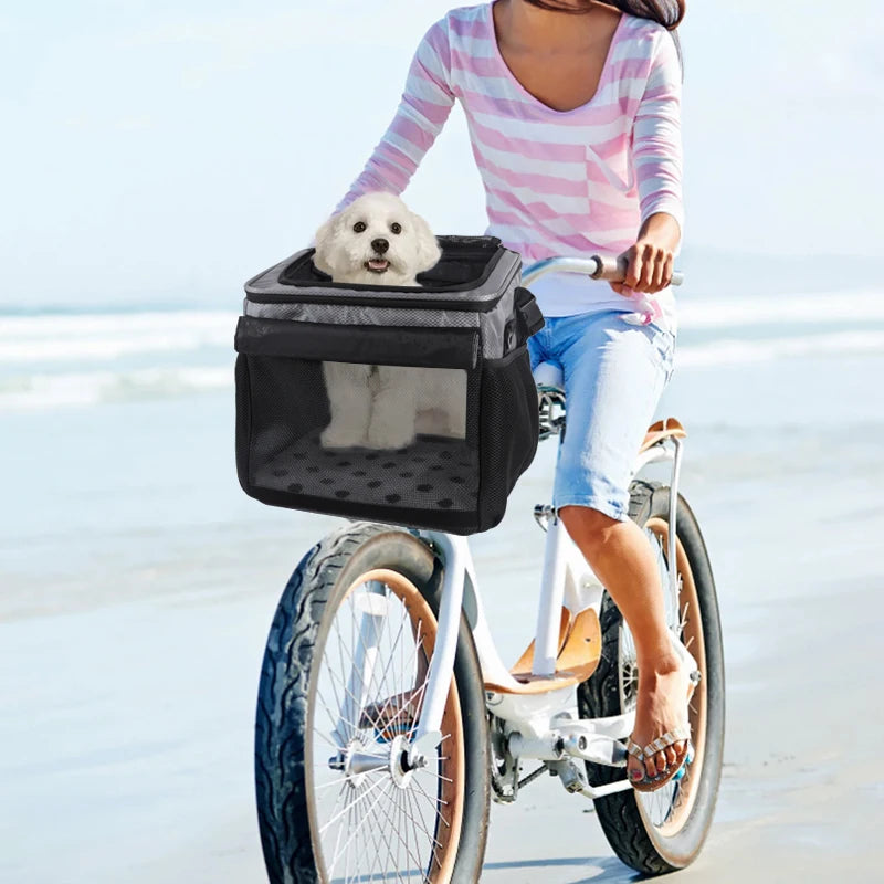 FULED Collapsible Dog Travel Car Seat Bicycle Pet Carrier Cat  Bike Carrier Outdoor Bike Baskets Pet Cat Dog Carrier Bike Bag