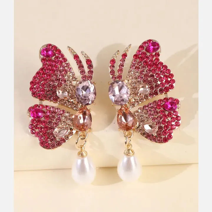 HOVANCI European Fashion Rhinestone Stud Earrings Brand Pearl Drop Earrings for Women Wholesale Statement Earrings