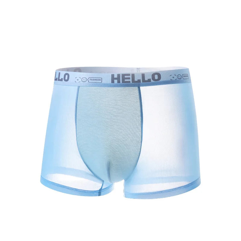Summer Men's Ice Silk Underwear Breathable Quick Dry Boxer Pants Large Size Middle Waist Boys Ice Sense Boxers