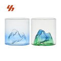 180ml High Borosilicate Fuji Mountain Whiskey Glass Handcrafted Japanese Style Colorful Party Drinking Cup Custom Logo Use