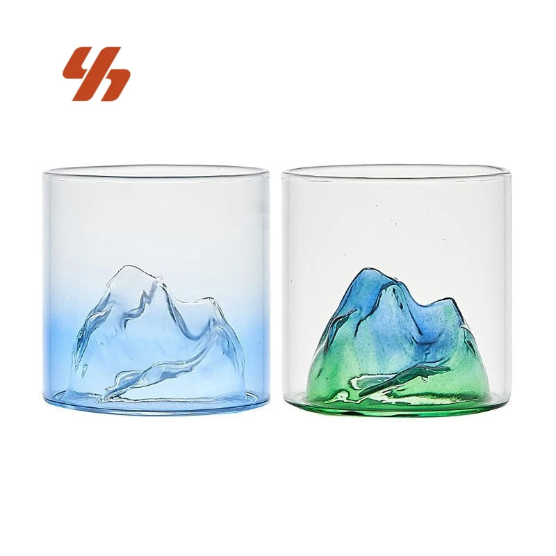 180ml High Borosilicate Fuji Mountain Whiskey Glass Handcrafted Japanese Style Colorful Party Drinking Cup Custom Logo Use
