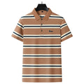 2025 Summer Knitted 100% Cotton Premium Business Casual Breathable Moisture Wicking 3D Embroidered Luxury Stripe Men's for