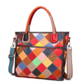 Ladies Handbag Rhombus Pattern Cowhide Shoulder Bag Women Large Capacity Crossbody Tote Bags Genuine Cow Leather Purse Patchwork
