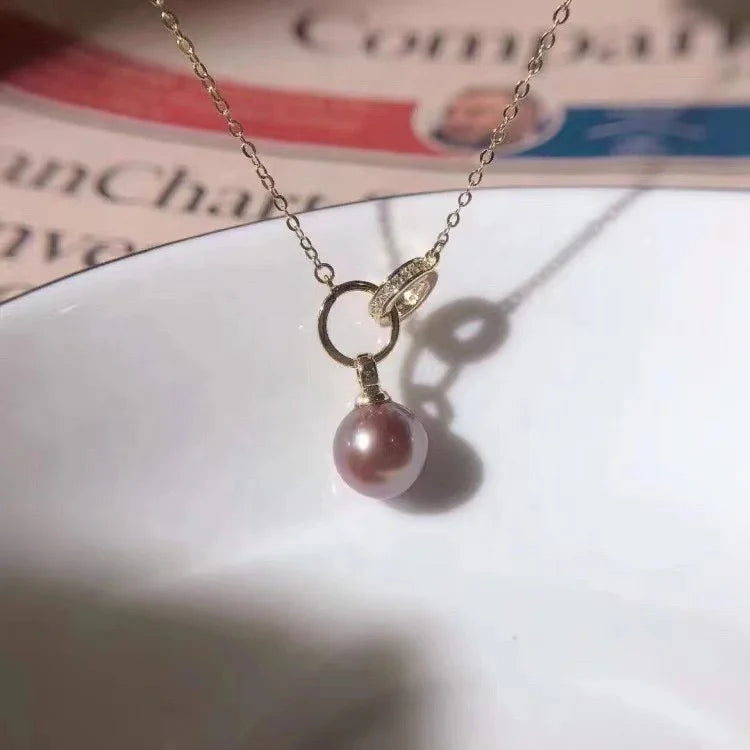 N404 10-11mm DIY Natural  Freshwater Pearl Charm Pendant Necklace Chain Accessory 925 Sterling Silver Jewelry for Women