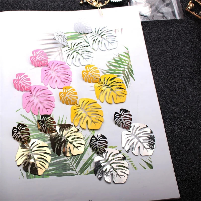 New Arrival Summer Statement Earrings Fashion Hawaiian Hollow Leaf Earrings for Women Wholesale