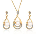 HOVANCI Factory Direct Celebrity Waterdrop Pearl Necklace Earrings Set Crystal Waterfresh Pearl Jewelry Set for Wedding