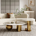 Modern Style Marble Gold Small Extendable Coffee Table Set Elegant Convertible Design for Home Living Room Centre Furniture