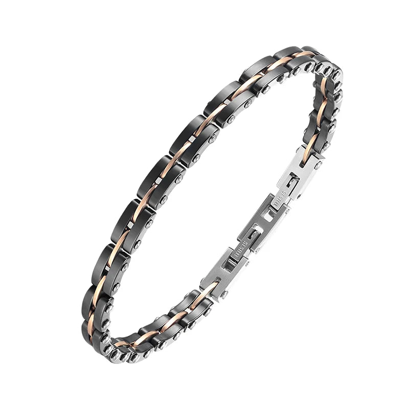 Popular Luxury Jewelry Ceramic Gold Plated Surgical Stainless Steel Chain Layers Bracelets Men Bangle Watches Polished Shiny