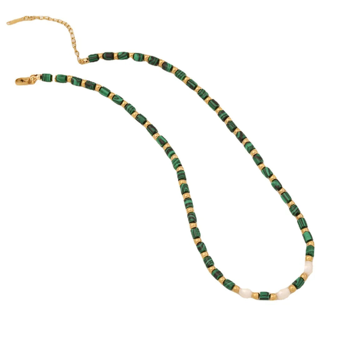 Fashion Pearl Natural Stone Handmade Stainless Steel Clavicle Chain Light Luxury Necklaces