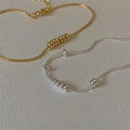 Fashion S925 Sterling Silver Gold Plating 7 Beads Snake Chain Bracelet for Women Wholesale