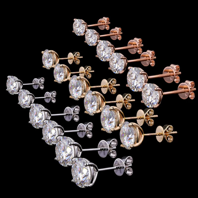 Starsgem 14K Yellow Rose White Gold Round Brilliant Vvs DEF clear Moissanite Lab Diamond Emerald Ruby Sapphire Earring