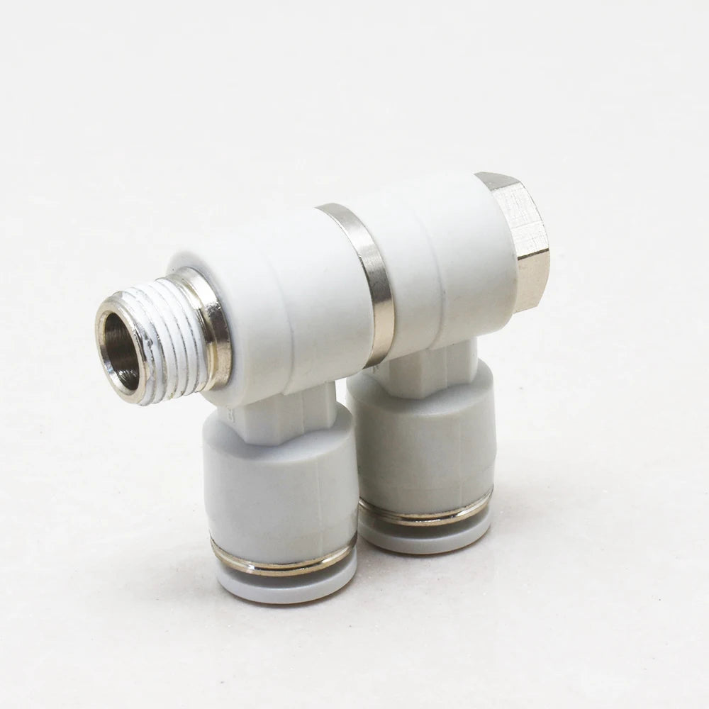 4 6 8 10 12mm Plated F Type 90 Degree PHW Series Double Universal Male Elbow Three-Way Rotary Pneumatic Fitting Connector