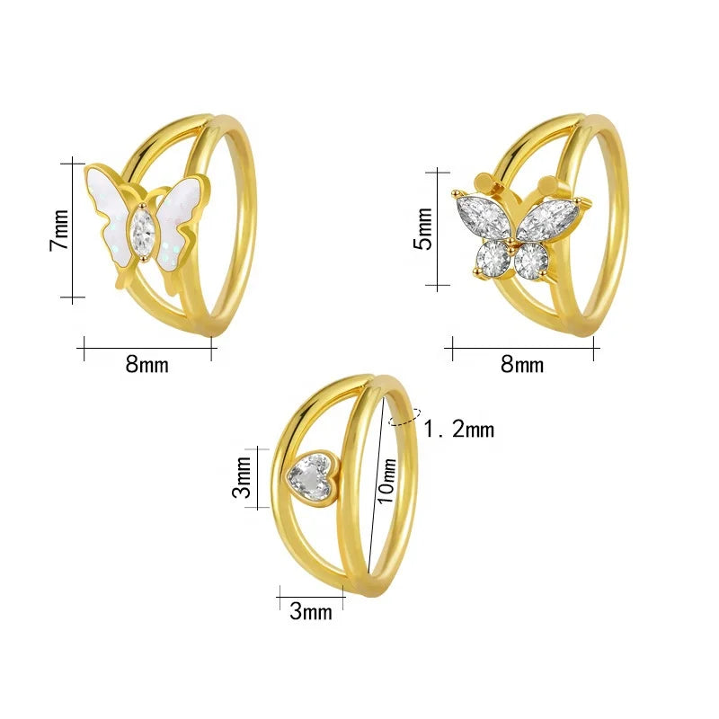 Gaby High Quality Body Piercing Jewelry Surgical Steel Septum Nose Piercing Ring Gold Plated Stainless Steel Hoop for Gift