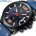 CRRJU 2285 Top Luxury New New Chronograph Men Watch  Fashion Gift Sport Waterproof Leather Wristwatch Relogio Masculino