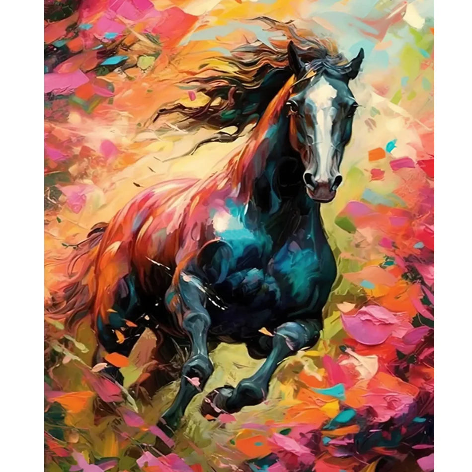 Diy Painting by Numbers Running Horse Modern Wall Art Picture Animals Diy Gift for Home Decors 40x50cm/16x20inch Without