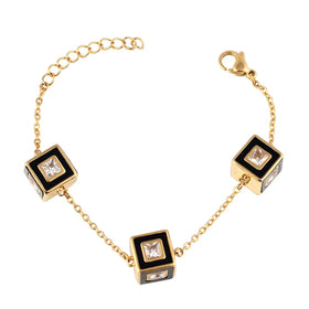 Custom Made Dice Octagonal Diamond Stainless Steel Bracelet