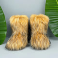 Women's Fashionable Mid-Calf Fur Boots with Thick Sole Non-Slip Winter Warm Snow Boots Long Mid-Calf Long for Girls