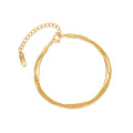 Chris April Fashion Jewelry Handmade PVD Gold Plated 316L Stainless Steel Triple Layers Chain Bracelet