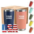 Custom 20Oz Powder Coated Tumbler Double Wall Vacuum Insulated 20 Oz Stainless Steel Travel Mug Tumbler With Lid
