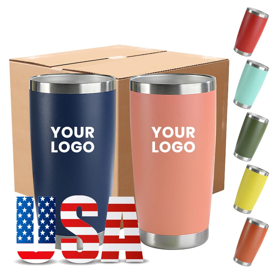 Custom 20Oz Powder Coated Tumbler Double Wall Vacuum Insulated 20 Oz Stainless Steel Travel Mug Tumbler With Lid