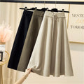 Wholesale Casual Pleated Skirt for Women Winter Fashion High Waist Solid Color Midi A-line Long Skirt