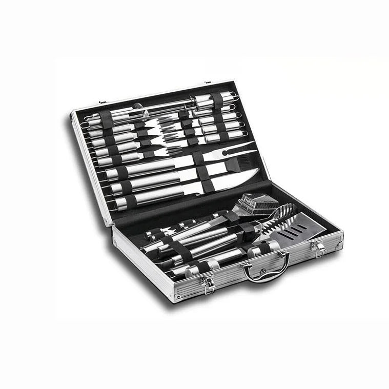 Wholesale 26pcs Stainless Steel BBQ Grill Tools Kit Barbecue Accessories Made of Durable Metal