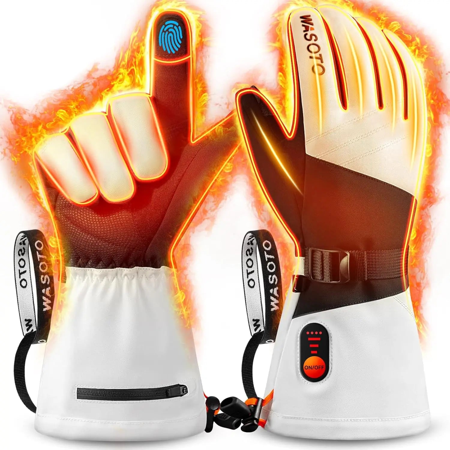 Professional USB Rechargeable Ski Gloves Electric Heated Waterproof Insulated Hand Warmer for Winter Touch Screen WASOTO WG004