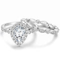 OAHLAN 1.5CT Zircon 925 Sterling Silver Gold Plated Women Ring Sets Wedding Teardrop Engagement Rings Anniversary Gift Jewelry