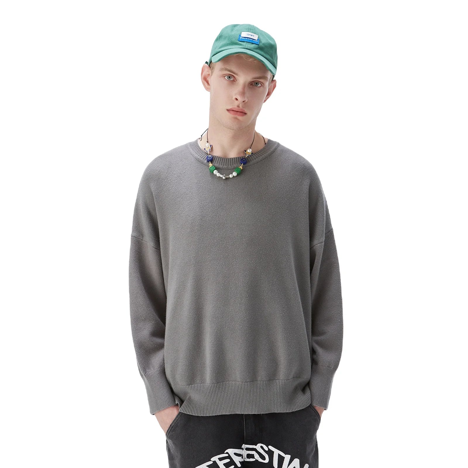 Wholesale Multi Colors Fall O-neck Knitted Plain Sweater for Men Oversized Hip Hop Sweater Unisex
