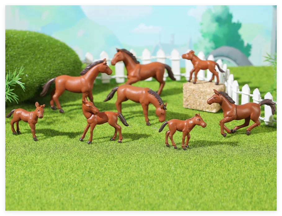 3D Collectible Durable Cartoon Brown Running Animal PVC Plastic Realistic Horse-themed Lucky Figurine Kids Toy 2026 New Year