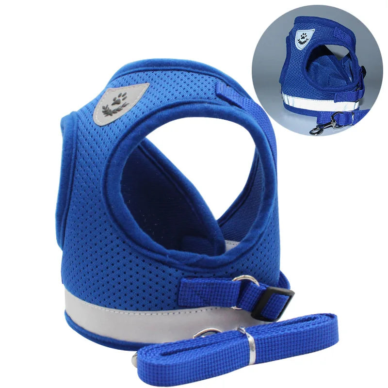 Cheap Soft Reflective Breathable Polyester Button Closure Vest-style Pet Chest Strap Dog Harness for Walking