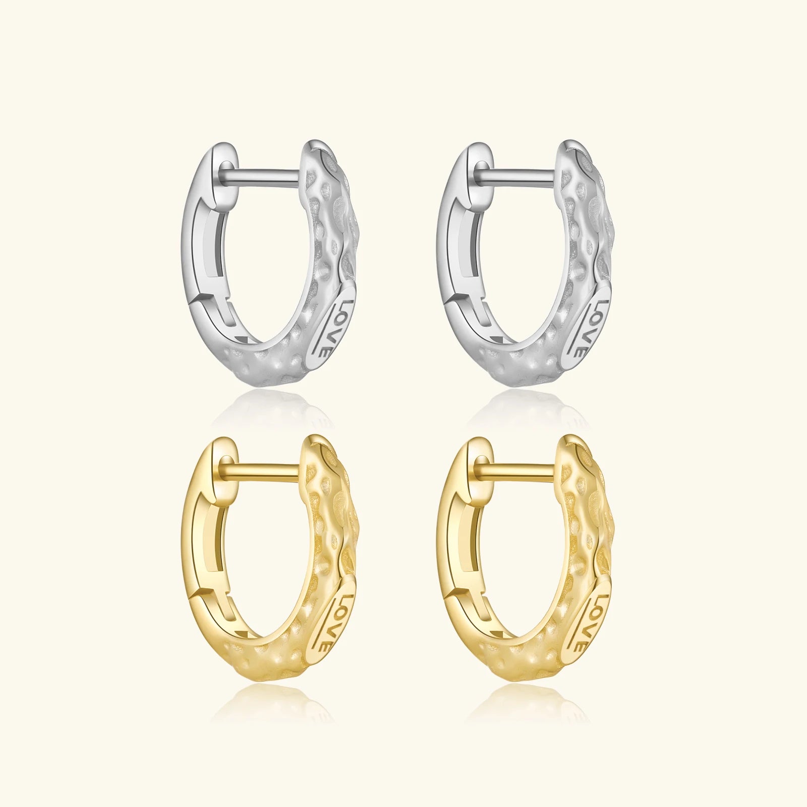 FUAMAY 18k Gold Plated Irregular Geometric Hoop Earring Base 925 Silver Lead Free Nickel Free Love Letter Design for Engagement