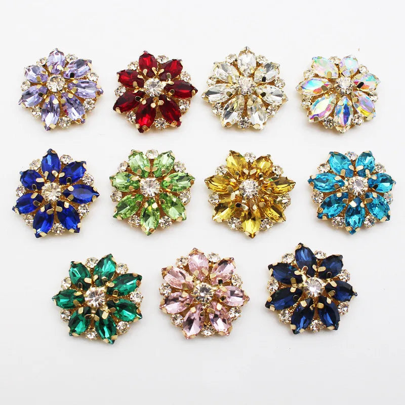 Factory Price Customized Colors Rhinestone Crystal Zinc Alloy Shank Buttons for Clothing Shoes Hats Crafts DIY Accessories