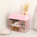 House Shape Creative Durable Multifunction Portable Makeup Brush Jewelry Holder Plastic Storage Box Organizer Drawers Countertop