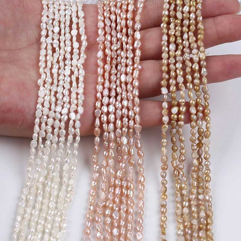 Natural Pearls Wholesale 3-3.5mm White Pink Purple Color Baroque Freshwater Pearls Strands