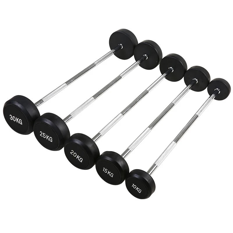 Rubber Barbell Weights Sets with Handle Exercise Equipment Round Head Cast Iron Barbell Sets Home Gym Commercial Gym