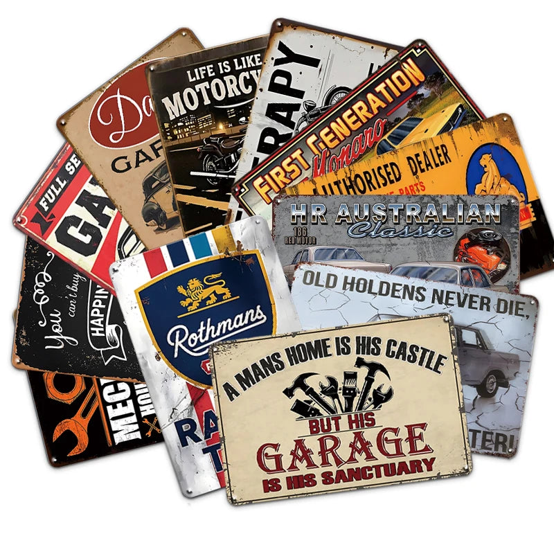 Custom Plaque Vintage Retro Tin Sign Tin Signs Vintage Retro Car Motorcycle Oil Metal Signs for Wall Decoration