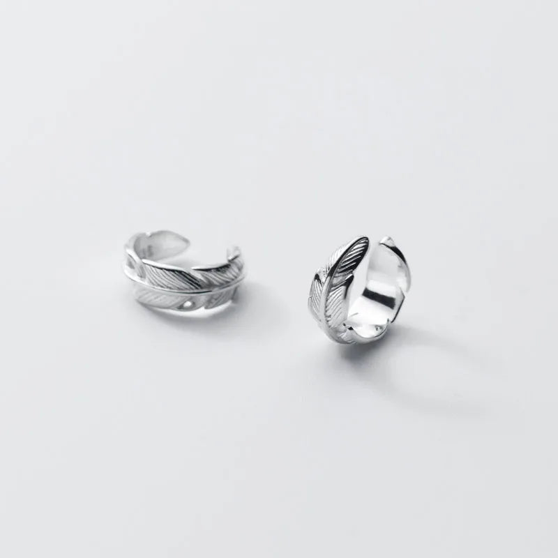 Retro Punk Style 925 Sterling Silver Feather Women Men Cuff Earrings for Women Gifts Fine Jewelry