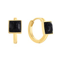 Women's S925 Sterling Silver Huggie Earrings 18K Gold Plated Emerald Cut Amethyst Sand Zircon Trendy Female Fashion Jewelry Gift