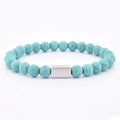 Stainless Steel Rectangle Beads Mens Beaded Handmade Custom Bead Bracelets Natural Stone Jewelry