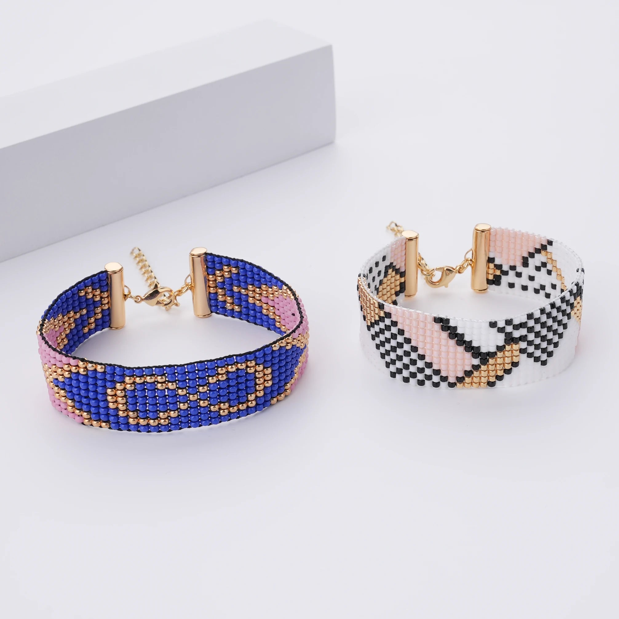 Wholesale Handmade Gold Plated Bohemian Infinity Geometric Design Small Seed Beaded Woven Miyuki Big Anniversary Bracelets