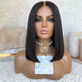 Double Drawn Bleached Knots 150% Density Natural Color Short Cut Bob Wig Kosher Raw Human Hair Swiss Lace Front Wigs for Women