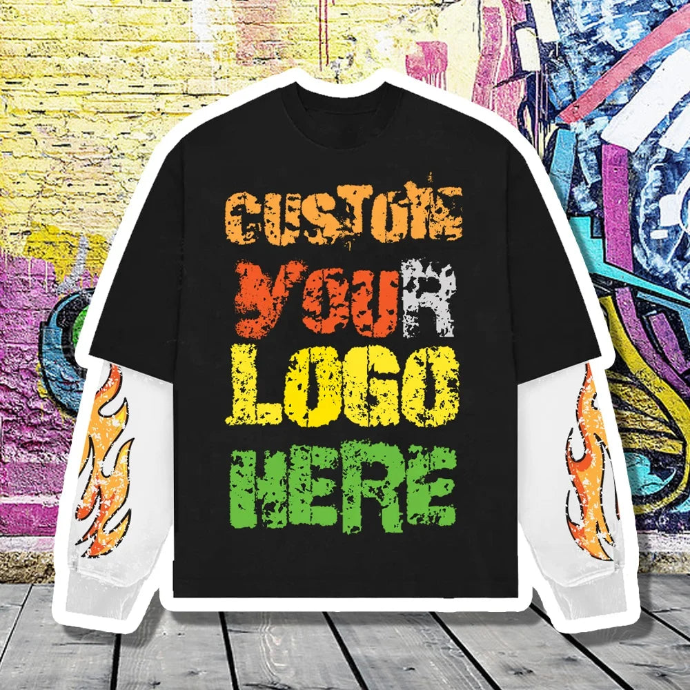 Custom Digital Printing Solid Breathable Loose Fit O-Neck Knitted 300g Long Sleeve Men Fitness Jersey T-Shirt