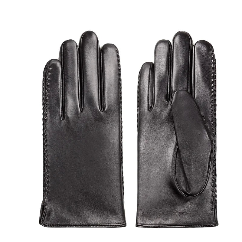 Cheap Warmth Black Touch Screen Winter Motorcycle Driving Leather Gloves for Men