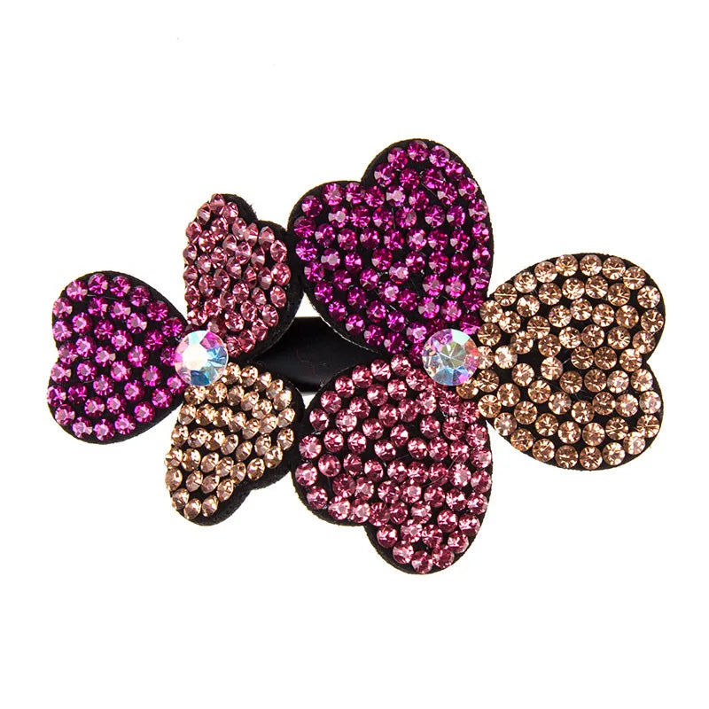 HX-262 Flower Crystal Hair Spring Clips for Women Flower Hairpins Barrette Rhinestone Hair Headdress Accessories